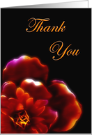 Thank You Red Glow Flower Black BG card