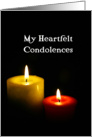 My Heartfelt Condolences, burning candles card