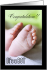 Congratulations It’s a boy - baby feet card