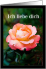 I Love you in German Ich liebe dich - Orange Rose card