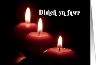 Diolch yn fawr means Thank You in Welsh - 3 Burning Candles card