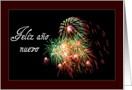Happy New Year in Spanish Feliz Año Nuevo - Fireworks card