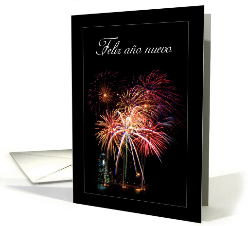 Happy New Year in Spanish Feliz Ao Nuevo - Fireworks card (853773)