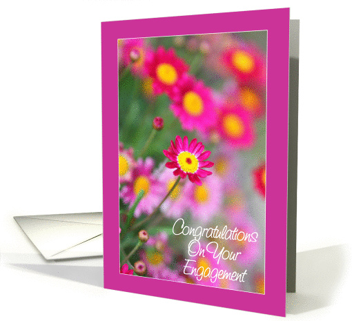Congratulations on your engagement - Pink daisy card (861706)