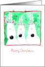 Three Funny and Cute Reindeer in a Window Frame card