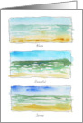 Warm, Peaceful, and Serene Beach Watercolor Paintings on a Birthday card