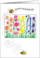 Thank You From Cute Bees Buzzing a Rainbow Colored Flower Garden card