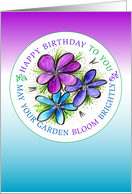 Bright Flowers and Garden Themed Birthday card
