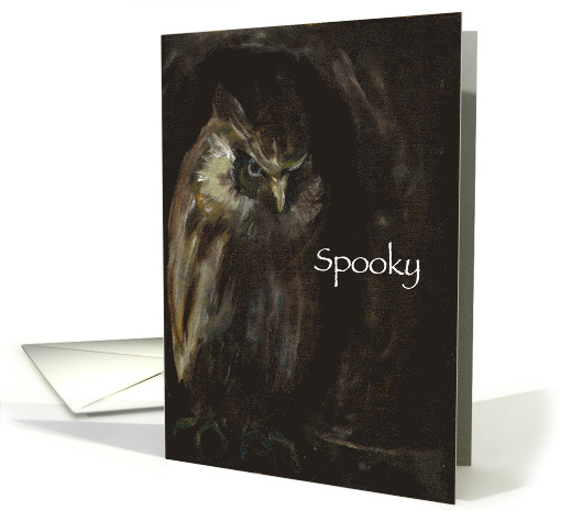 A Spooky Halloween Oil Painting of a Brooding Owl card (963415)