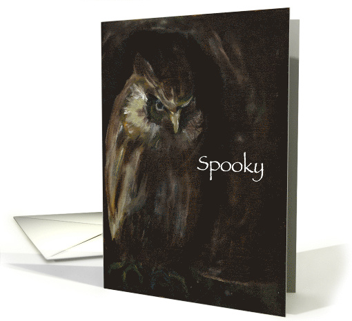 A Spooky Halloween Oil Painting of a Brooding Owl card (963415)