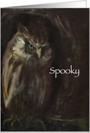 A Spooky Halloween Oil Painting of a Brooding Owl card