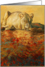 Zambezi, a lion with abstract water painting by Adam Thomas card