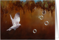 Release, a doven with bubbles painting by Adam Thomas card