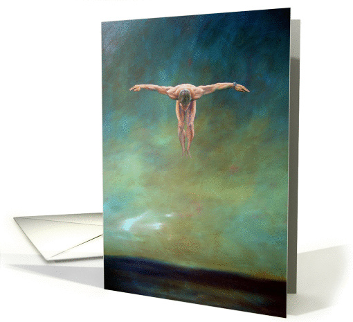 Icarus, a male figurative painting by Adam Thomas card (845943)