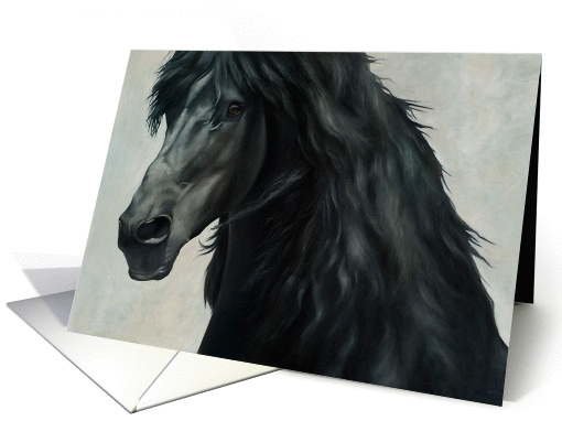 Smoke Friesian Horse Painting card (911420)