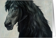 Smoke Friesian Horse Painting card