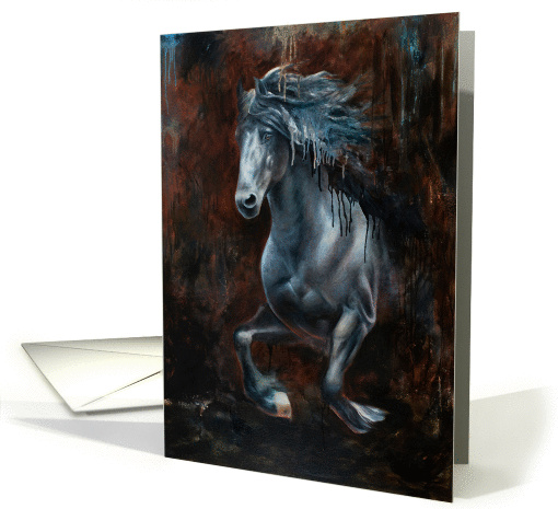 Break Away- Friesian Horse Painting card (911424)