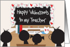 Hand Lettered Valentine’s Day Teacher Student Silhouettes and Hearts card