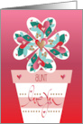 Hand Lettered Valentine’s Day Aunt Flower Pot and Heart-Shaped Flower card