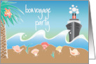 Hand Lettered Bon Voyage Party Invitation Ocean Cruiser and Beach card