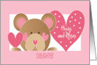 First Valentine’s Day for Daughter with Teddy Bear and Pink Hearts card