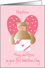 First Valentine’s Day Nephew with teddy bear and hearts card