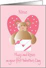 First Valentine’s Day Niece with teddy bear and hearts card