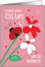 Hand Lettered First Valentine’s Day Love Bug Heart-filled Lady Bug card