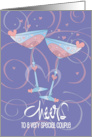 Wedding Anniversary for Special Couple Toasting Glasses and Hearts card
