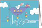 Easter for Grandson with Bunny in Airplane and Parachuting Chicks card