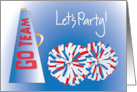 Invitation for Cheer Party with Pom Poms and Megaphone card