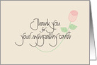 Thank you for your sympathy card note card with rose card