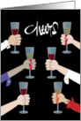 Invitation to Wine Tasting Party with Toasting Arms with Wine Glasses card