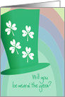 St. Patrick’s Day Wearin’ the Green Tall Shamrock Leprechaun Hat card