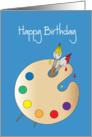 Birthday Card for Artist with palette and brushes card