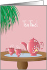 Tea Time Invitation to Tea Party with Tea Set and Hanging Boston Fern card