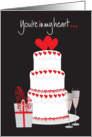 Valentine’s Birthday for Husband with tiered cake and champagne card