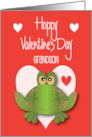 Hand Lettered Valentine for Grandson Hoppy Valentine’s Day with Frog card