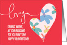 Hand Lettered Love You Valentine for Mom with Floral Patterned Heart card