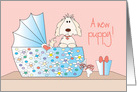 Congratulations for New Puppy, with floral bassinette card