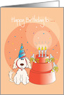 Happy Birthday To Pet Dog with Party Hat and Dog Dish Cake card
