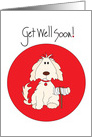 Get Well for Pet Dog with Crutch and Wrapped Paw card