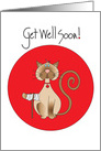 Get Well for Pet Cat with Crutch and Wrapped Paw card