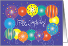 Feliz Cumpleaos con globos de colores brillantes card