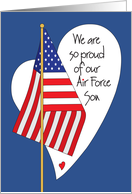 Birthday for Air Force Son, American Flag and Heart card