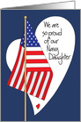 Birthday for Navy Daughter, American Flag, Heart & Hand Lettering card