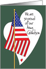 Birthday for Army Grandson, American Flag and Heart card