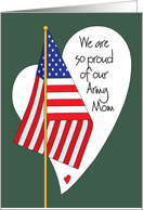 Mother’s Day for Army Mom, American Flag and Heart card