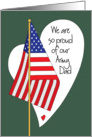 Father’s Day for Army Dad, American Flag and Heart card