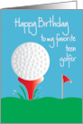 Birthday for Teen Golfer with Dimpled White Golf Ball and Red Tee card